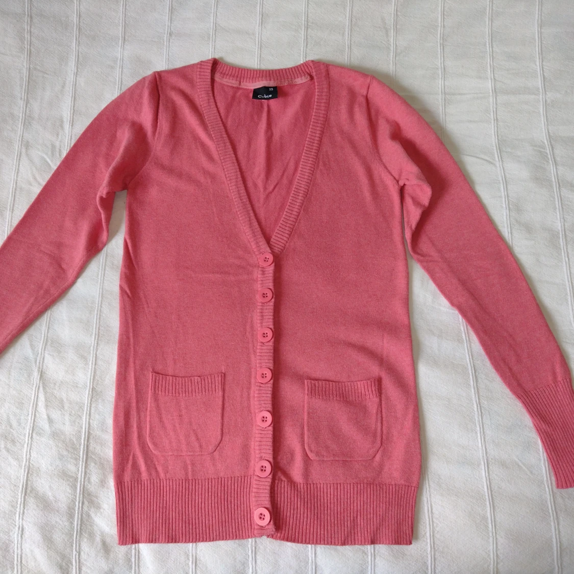 Korallfärgad/persikofärgad y2k kofta/tröja/cardigan - XS - 90