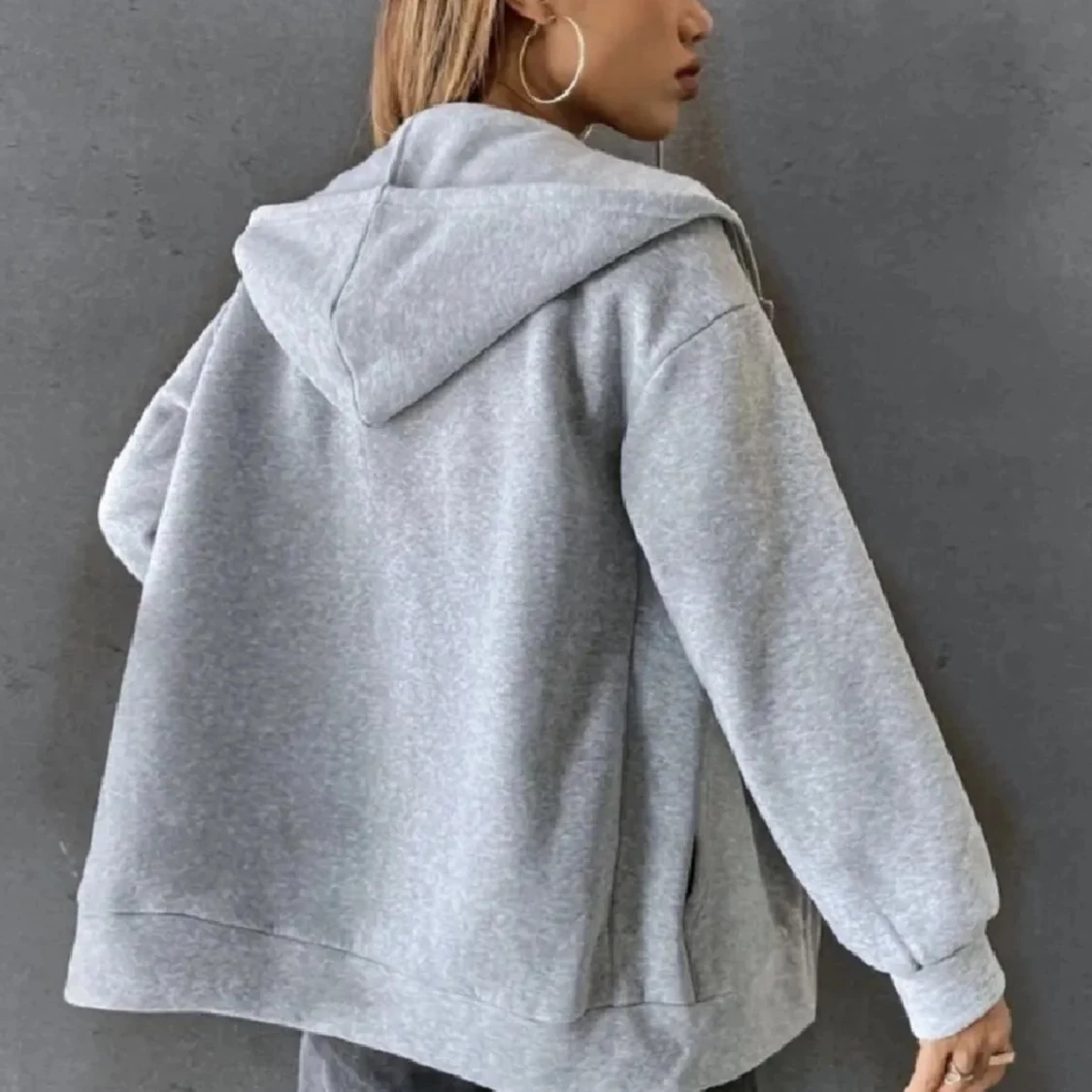 Ljusgrå Huvtröja med Glitter/Strass  - 91