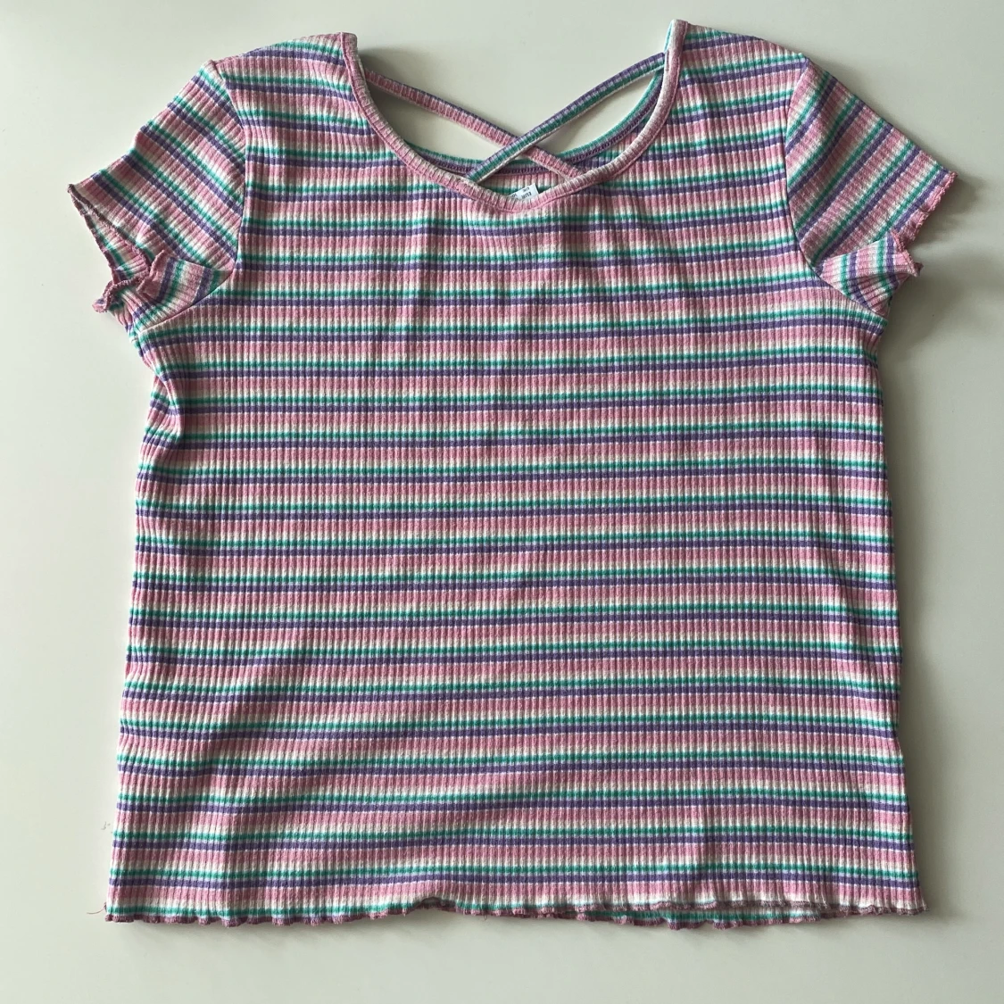 Ribbstickad t-shirt med enhörning på bröstet - 90