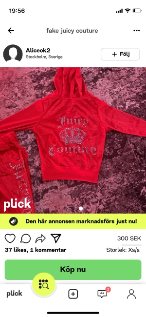 Juicy  - Det är mitt gamla konto glömde lösenordet, men jag säljer det här sättet för 200 istället för 300 och det är storlek Xs/s har knappt används för gillar inte färgen på mig. Den är köpt i vintras från aliexpress. Köpt för 600 kronor 