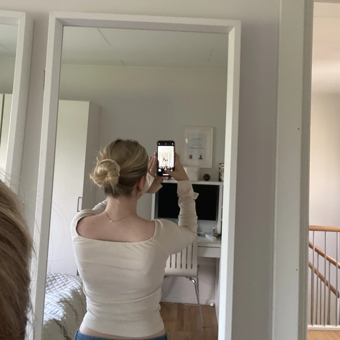 Vit/Beige långärmad topp - 90