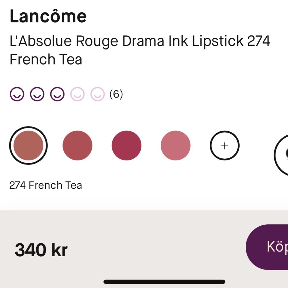 Nytt flytande läppstift från Lancome! I färgen 274 French Tea Säljer för att jag köpte fel typ av läppstift. 325kr nypris. Övrigt.