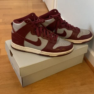 Nile dunk  - Ett par välskötta Nike dunk i storlek 38,5, vinröda och gråa 