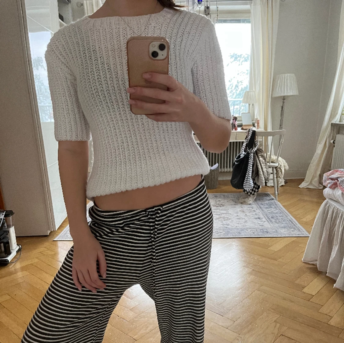 Kortärmad stickad tröja