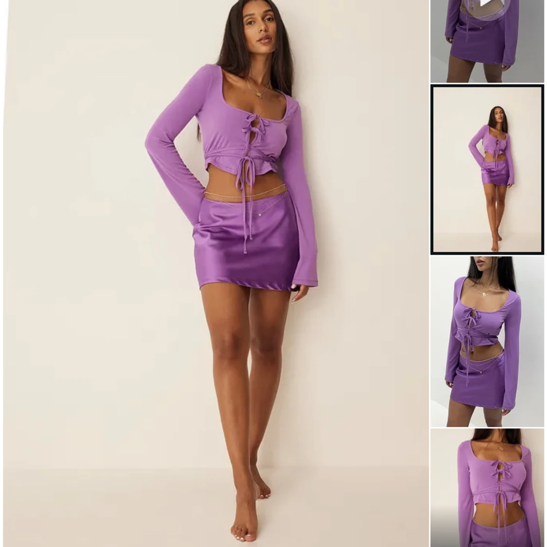 Kort Lågmidjad satinkjol - 90