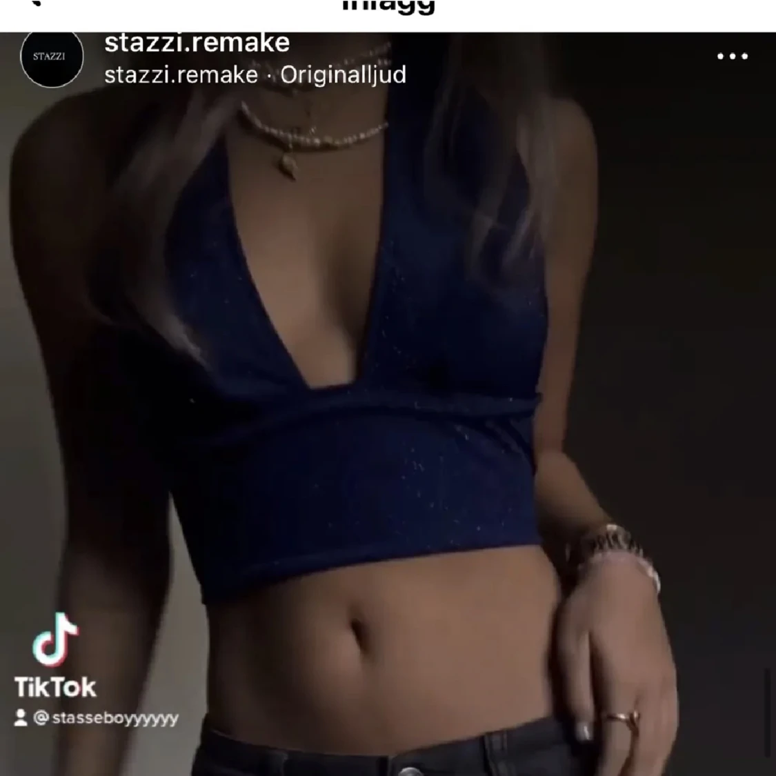 Mörkblå glittrig festtopp från Stazzi Remake - 90