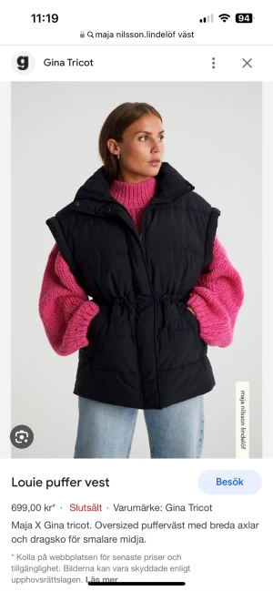 Väst-Maja Nilsson Lindelöf  - Väst från Maja Nilssons kollektion med Ginatricot. Storlek S, oversized modell. Använd men i fint skick. Köpare står för frakt. 