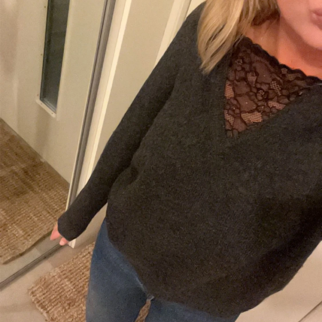 grå tröja med spets - 90