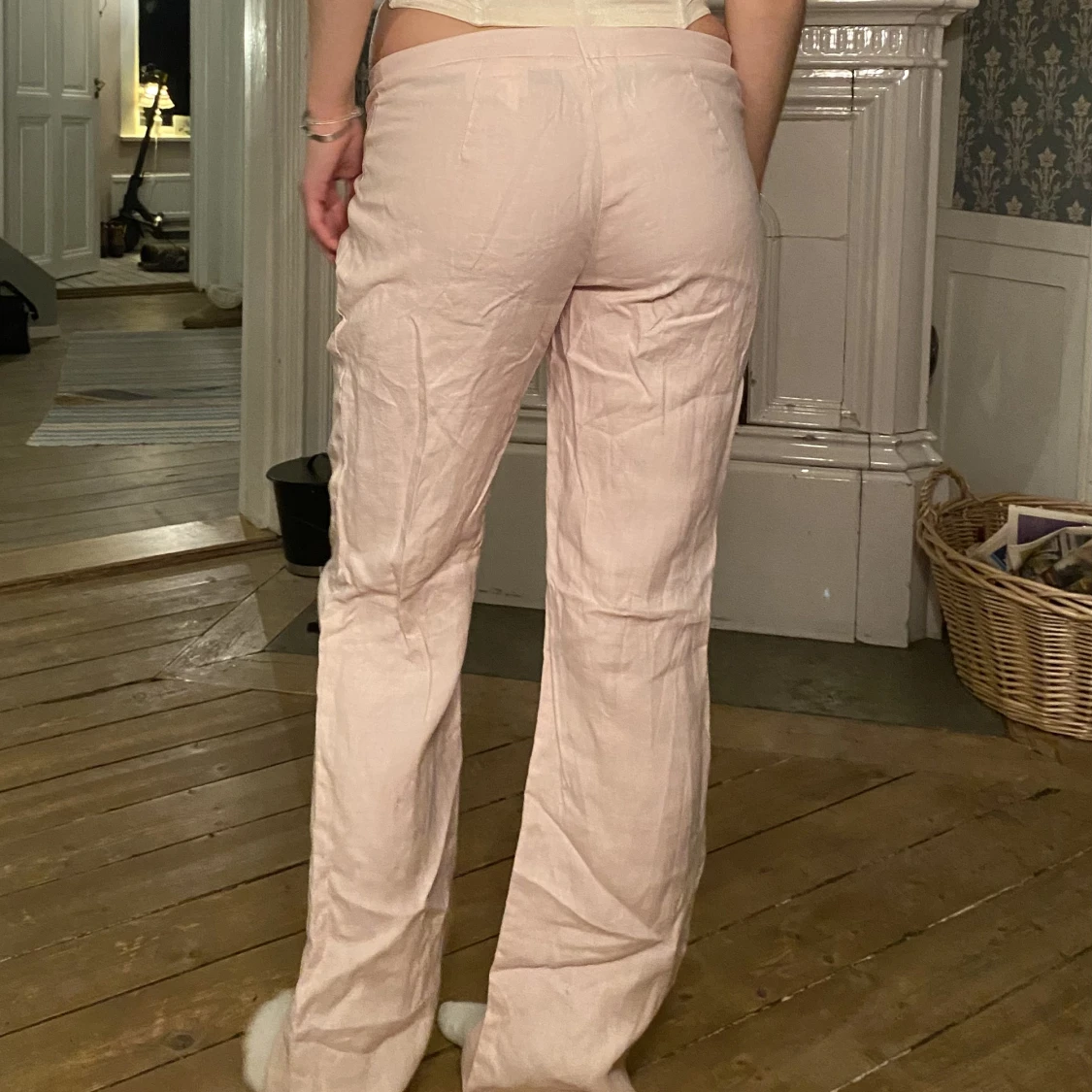 Rosa linnebyxor - 90