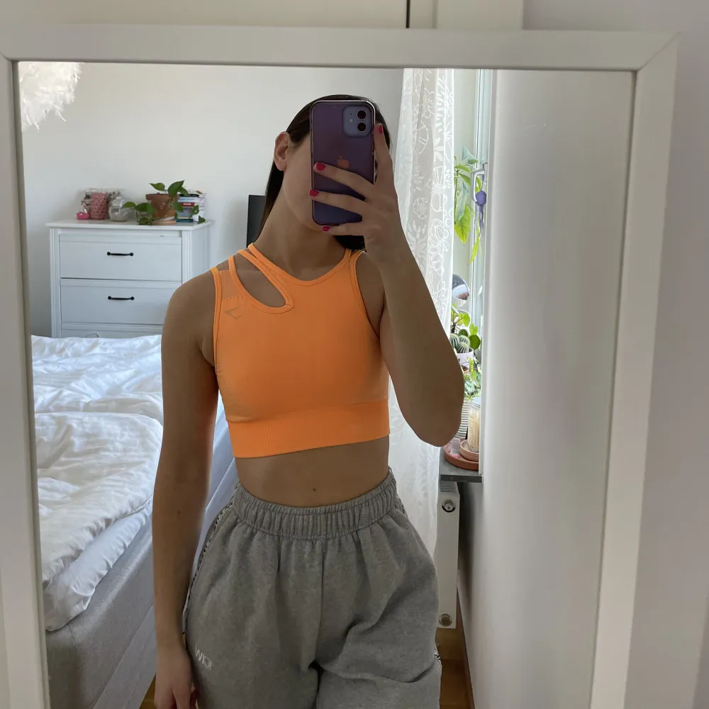 Crop top från gymshark. Väl använd men är i gott skick. Lapparna är avklippta . Yläosat.