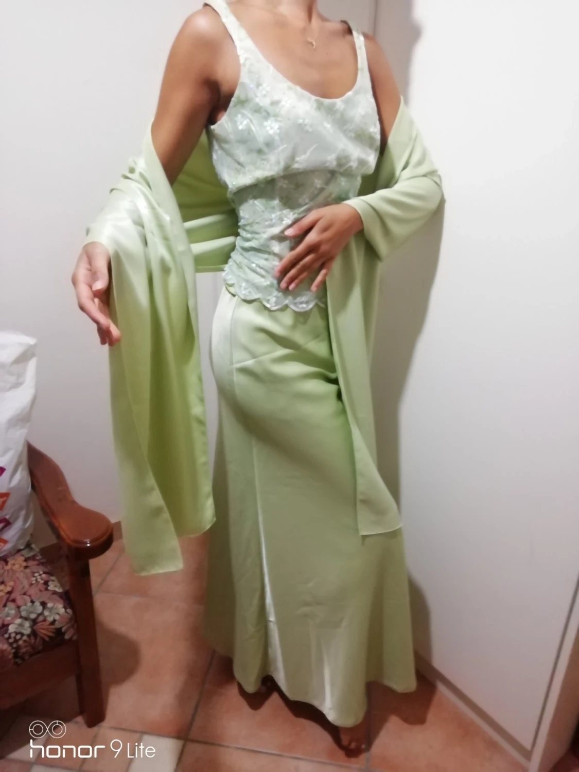 Green dress with pasmine