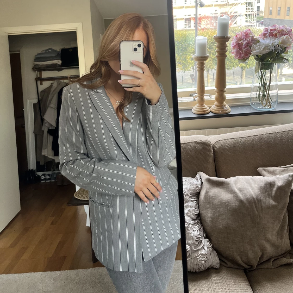 Randig grå kavaj - 90