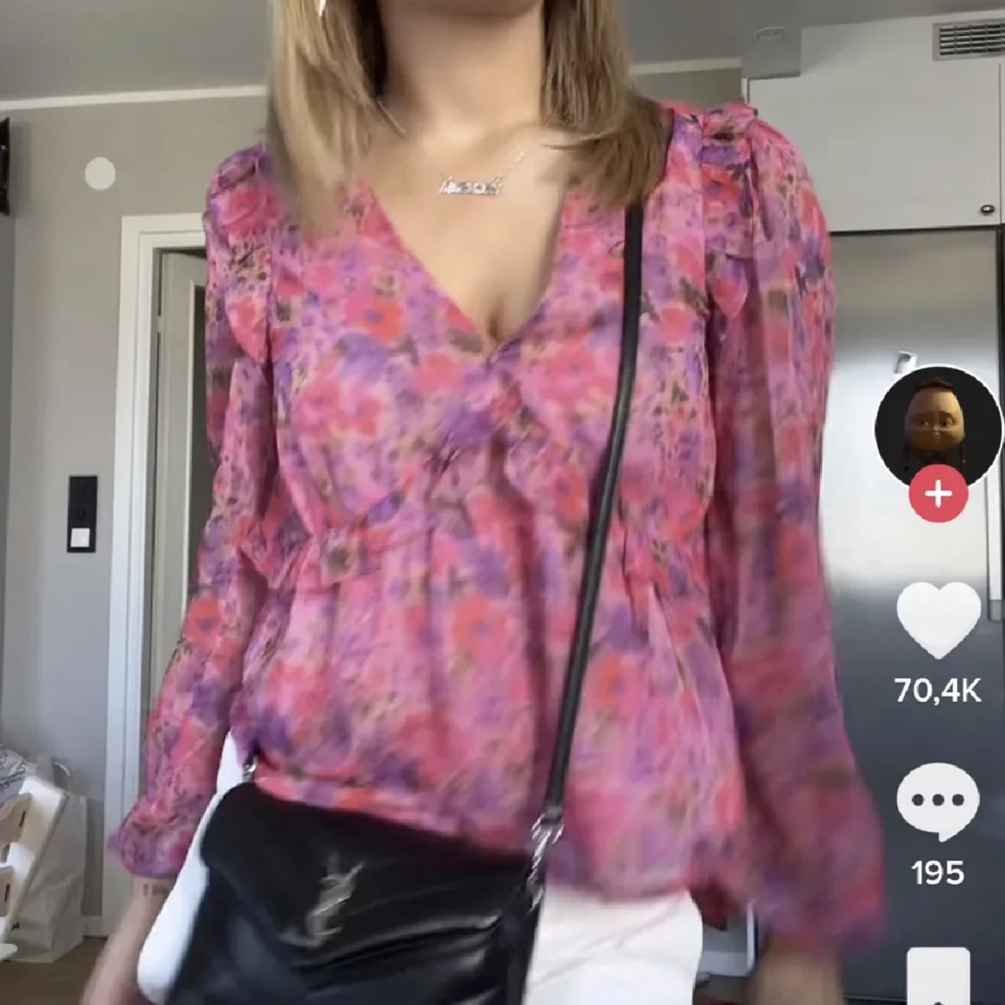 blommig topp med matchande kjol - 90