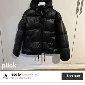Vinterjacka - Jag säljer denna populära och jättefina glansiga vinterjackan från hm! Helt slutsåld! Storlek M, kan mötas upp i Uppsala annars står ni för frakten🥰 (Första bilden är inte min)