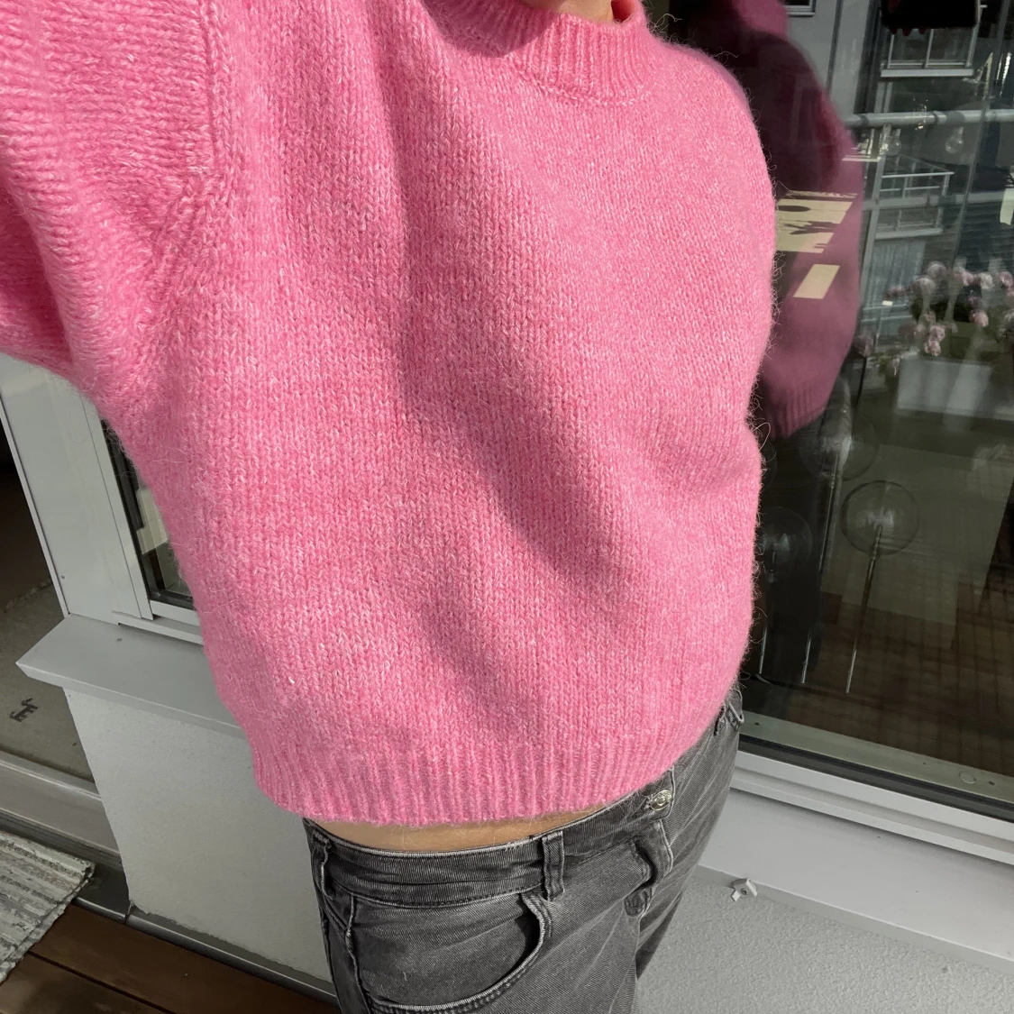 Rosa stickad tröja - 90