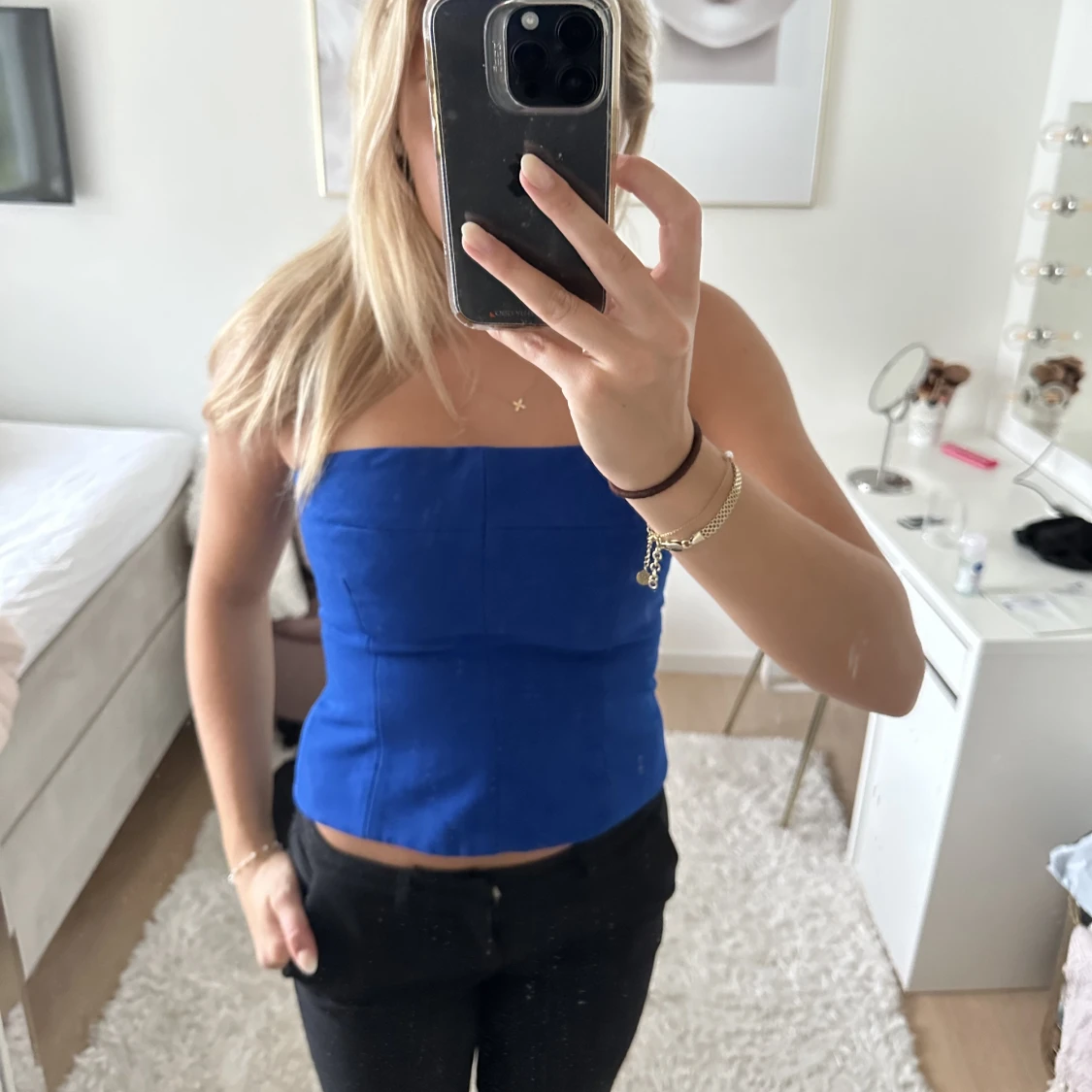 Blå bandeau topp - 90