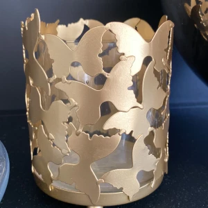 Ljuslykta - Fjärilar ,guld  Mellanstor 