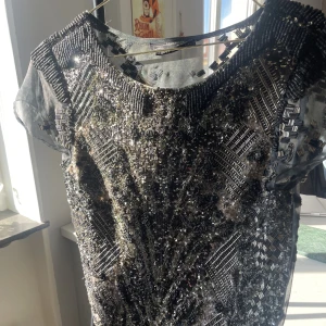 Paljett tröja  - Supersnygg topp med handsydda paljetter över hela framsidan, på andra bilden syns baksidan där den är mer genomskinlig. Bild tre visar bara nära❤️ skriv gärna för fler bilder/ bilder på. Använd 2 ggr.  Pris kan diskuteras.  Skriv för svart p frågor! 