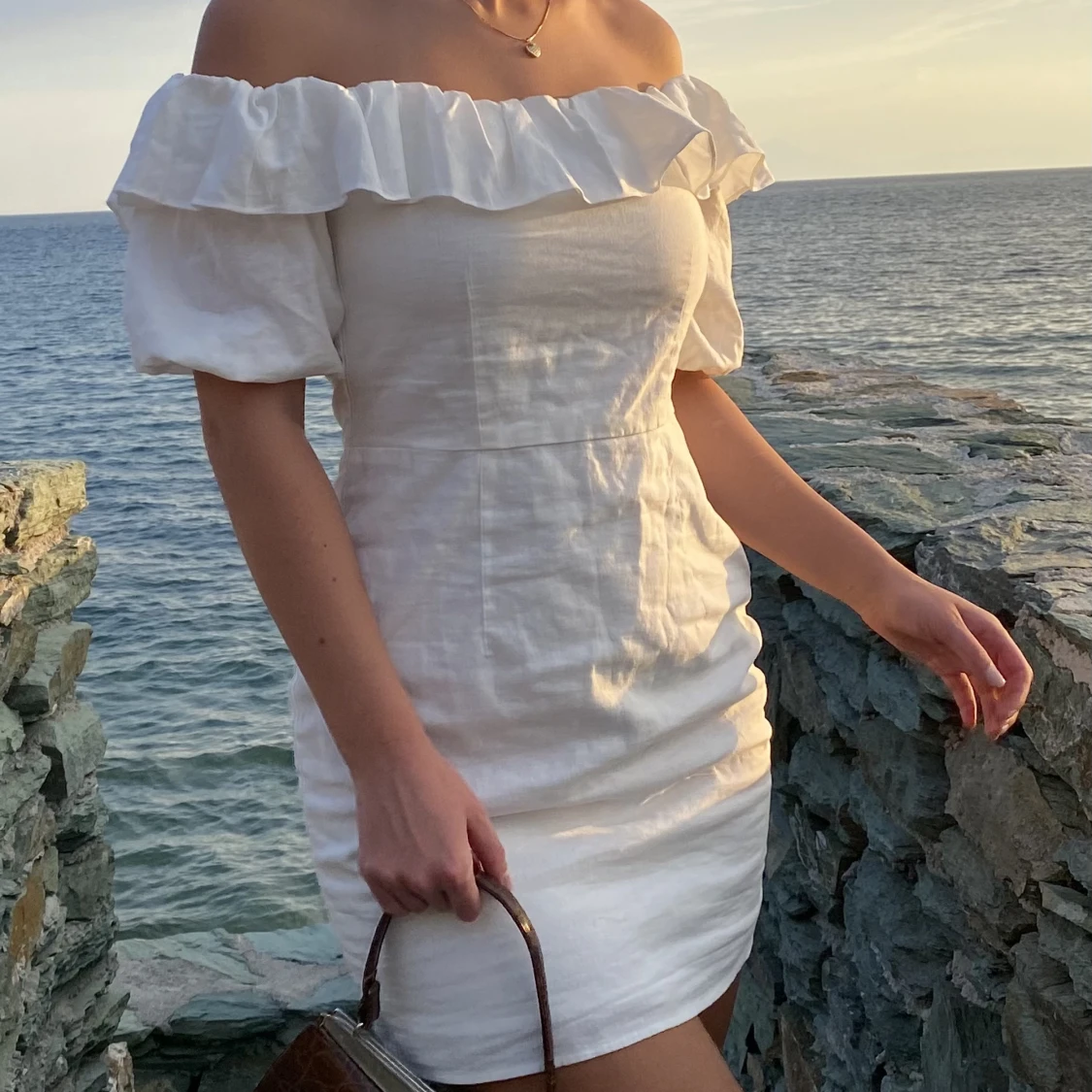 Linneklänning off-shoulder - 90