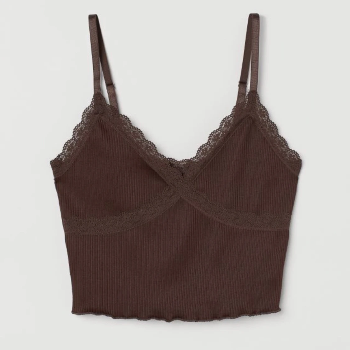 DIVIDED brun ribbad topp (M) - 90