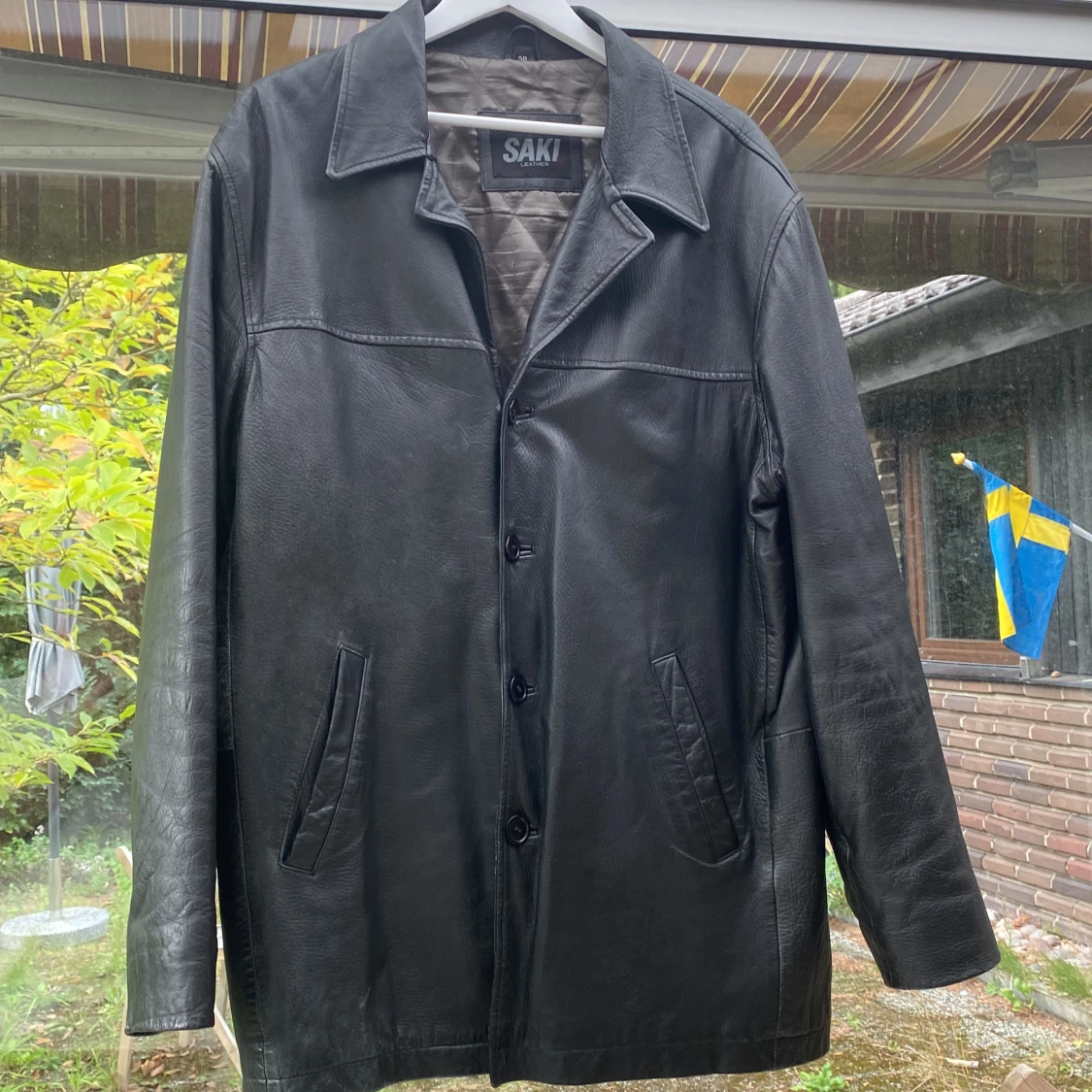 Läderjacka vintage Saki, storlek 50