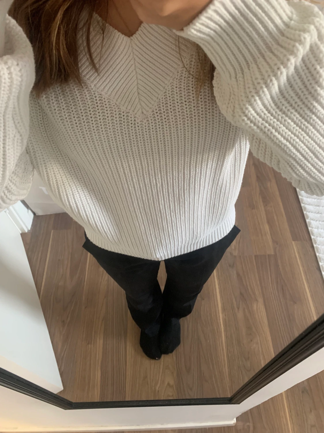 Vit stickad tröja  - 90