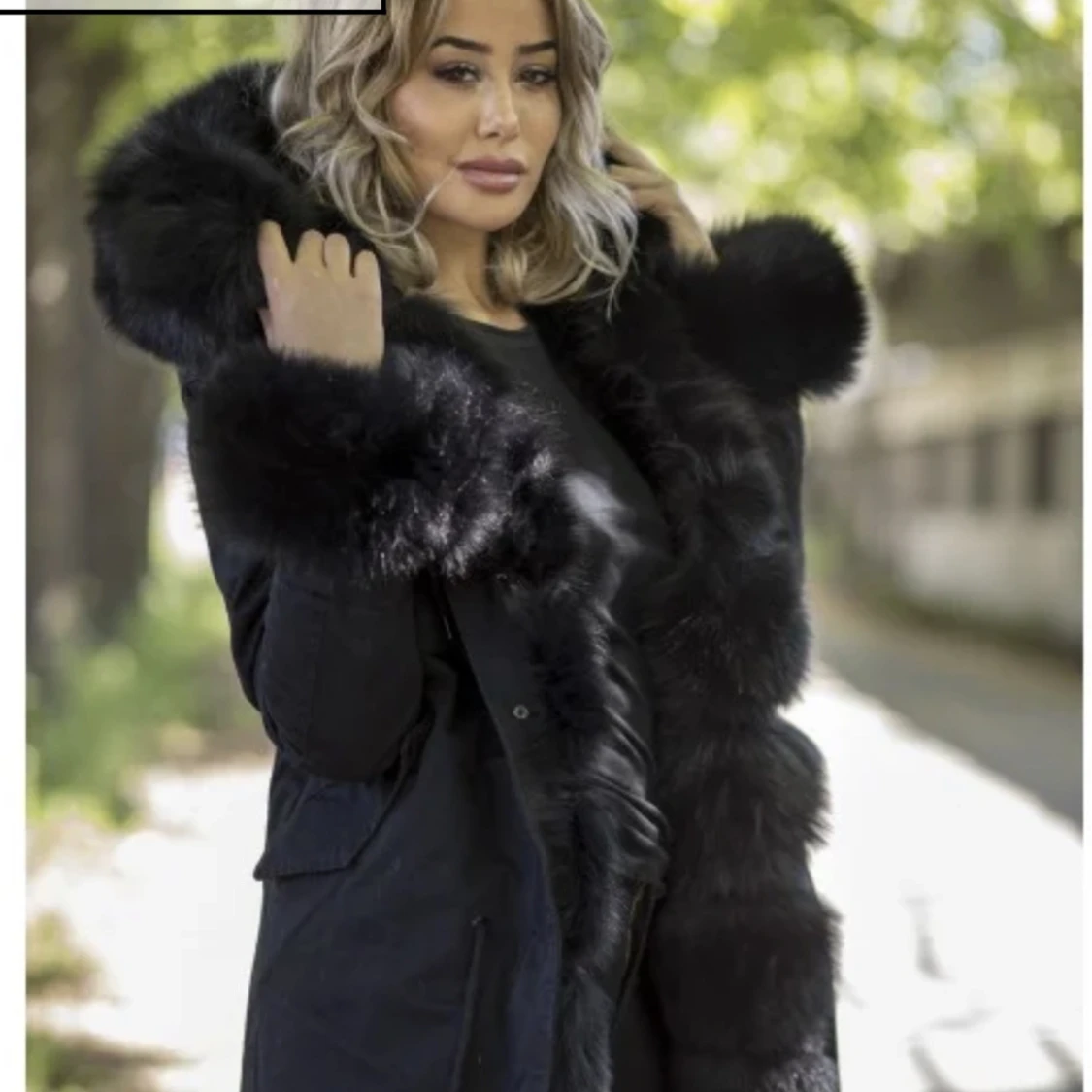 Svart pälsjacka - 91