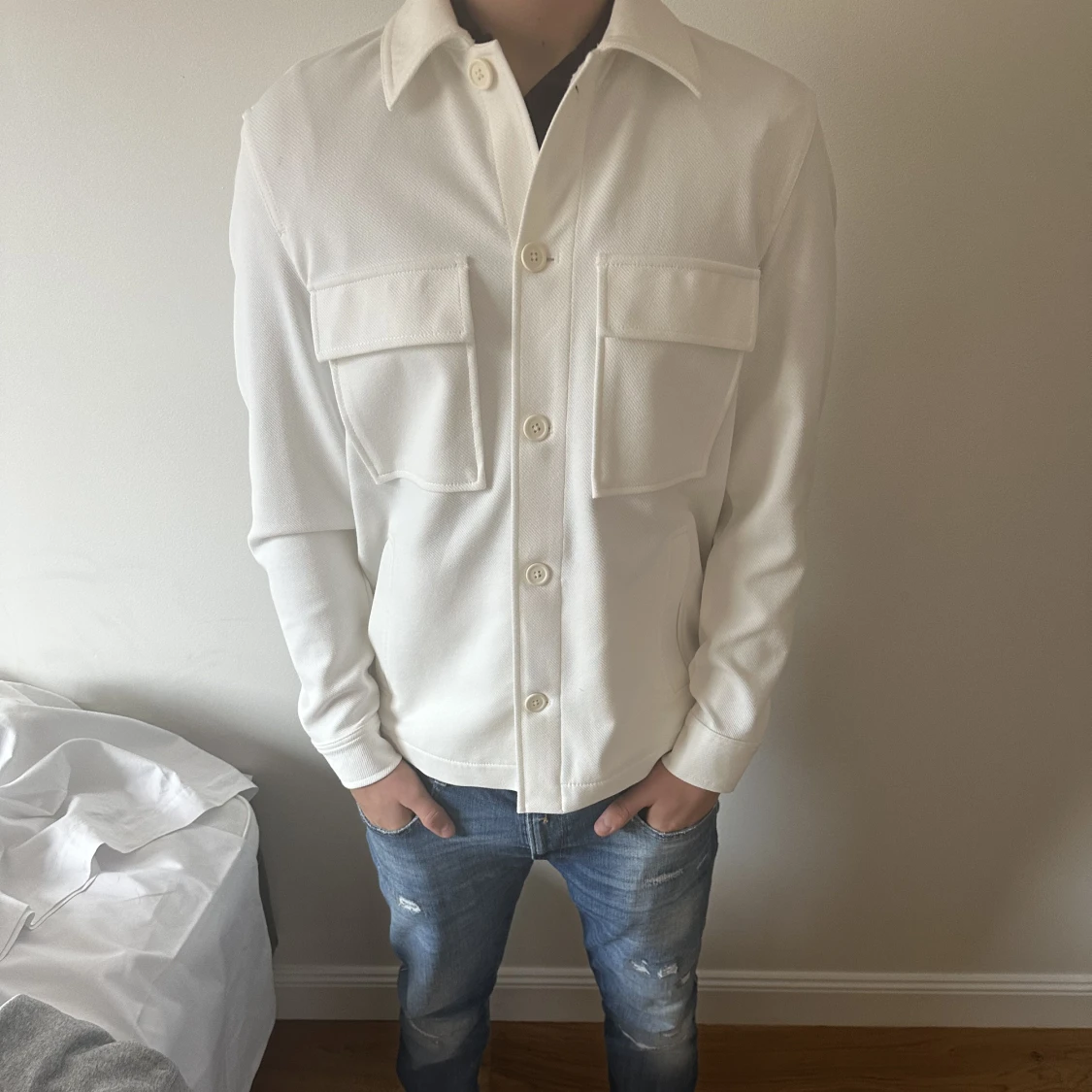 Vit kappa/overshirt,  - 90