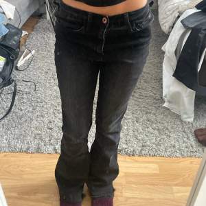 Säljer dessa gråa bootcut jeans från fahionnova i storlek 0/24 