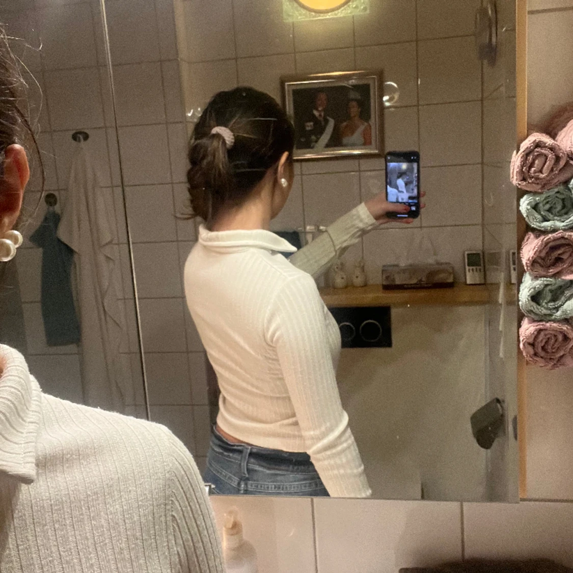 Vit krag-tröja - 90