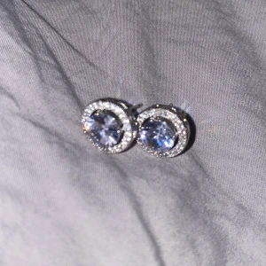 Öronhänge studs - Säljer dessa fina öronhängen då de är för stora. Runda med en diamant i mitten, cirka 1cm i diameter. Ej äkta silver, cubic zircona. Köpare står för frakt🤍