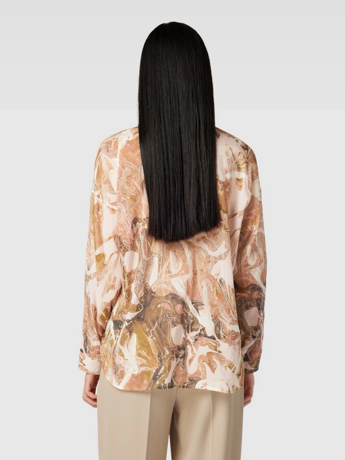 MOS MOSH - Women's Marble Print Ruffle Blouse - size L - 3