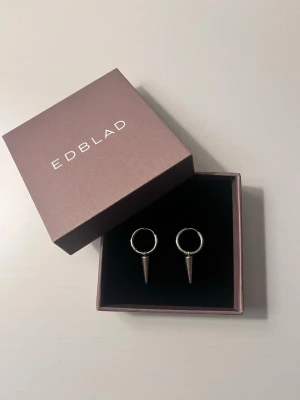 Silverfärgade örhängen från Edblad - Snygga örhängen från Edblad i silverfärg med rund form och en spetsig hängande detalj. Perfekta för dig som gillar stilrena och moderna accessoarer. Kommer i originalask.