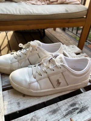 Ralph lauren sneakers med guld detaljer - Skit snygga sneakers från ralph lauren med guld detaljer. Köptes i maj och endast använda fåtal gånger. Strl 36 men stora i storleken, passar mig som bär 37/38!! Helt slutsålda
