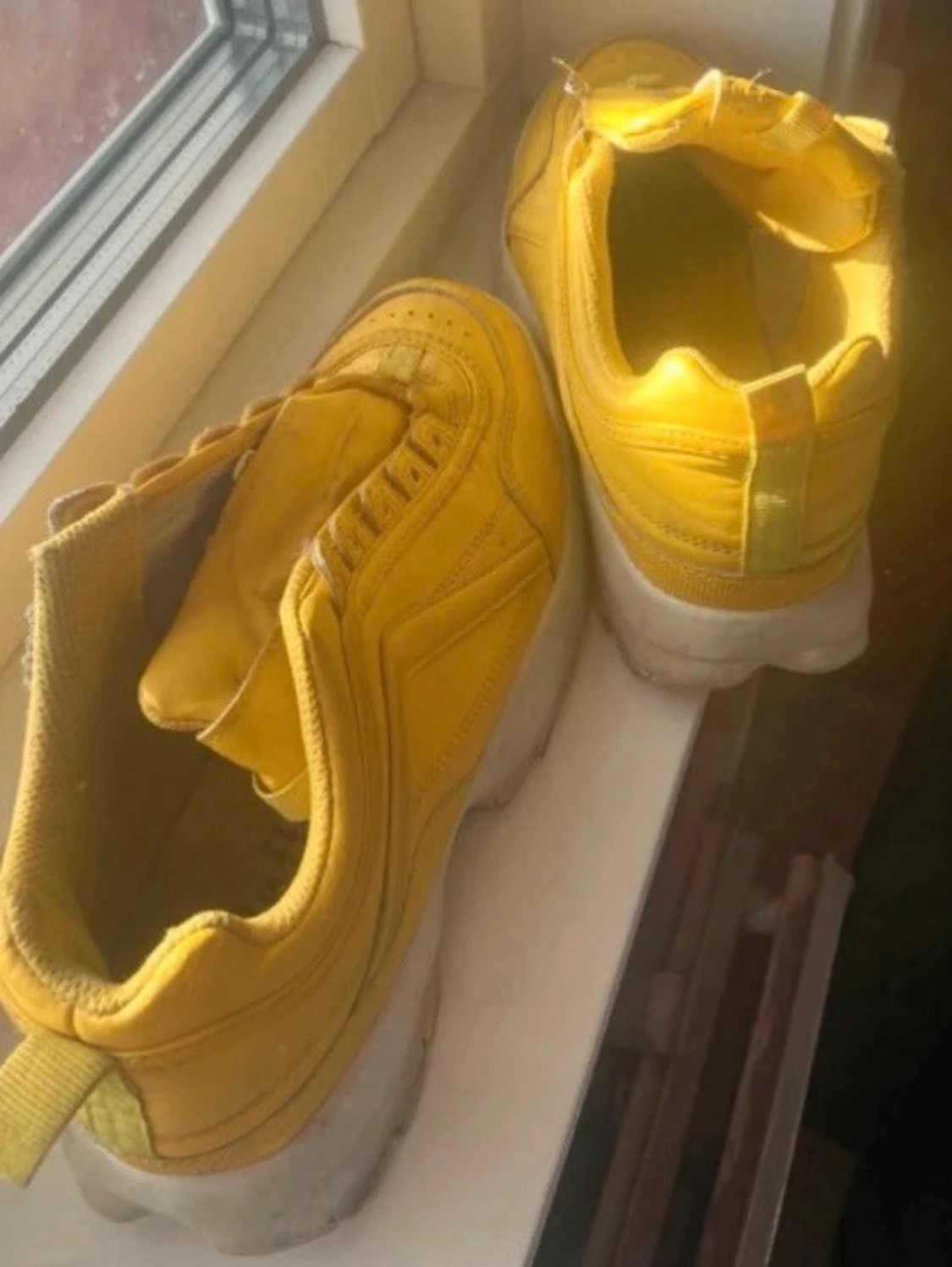 Gula chunky sneakers med platåsula - 1