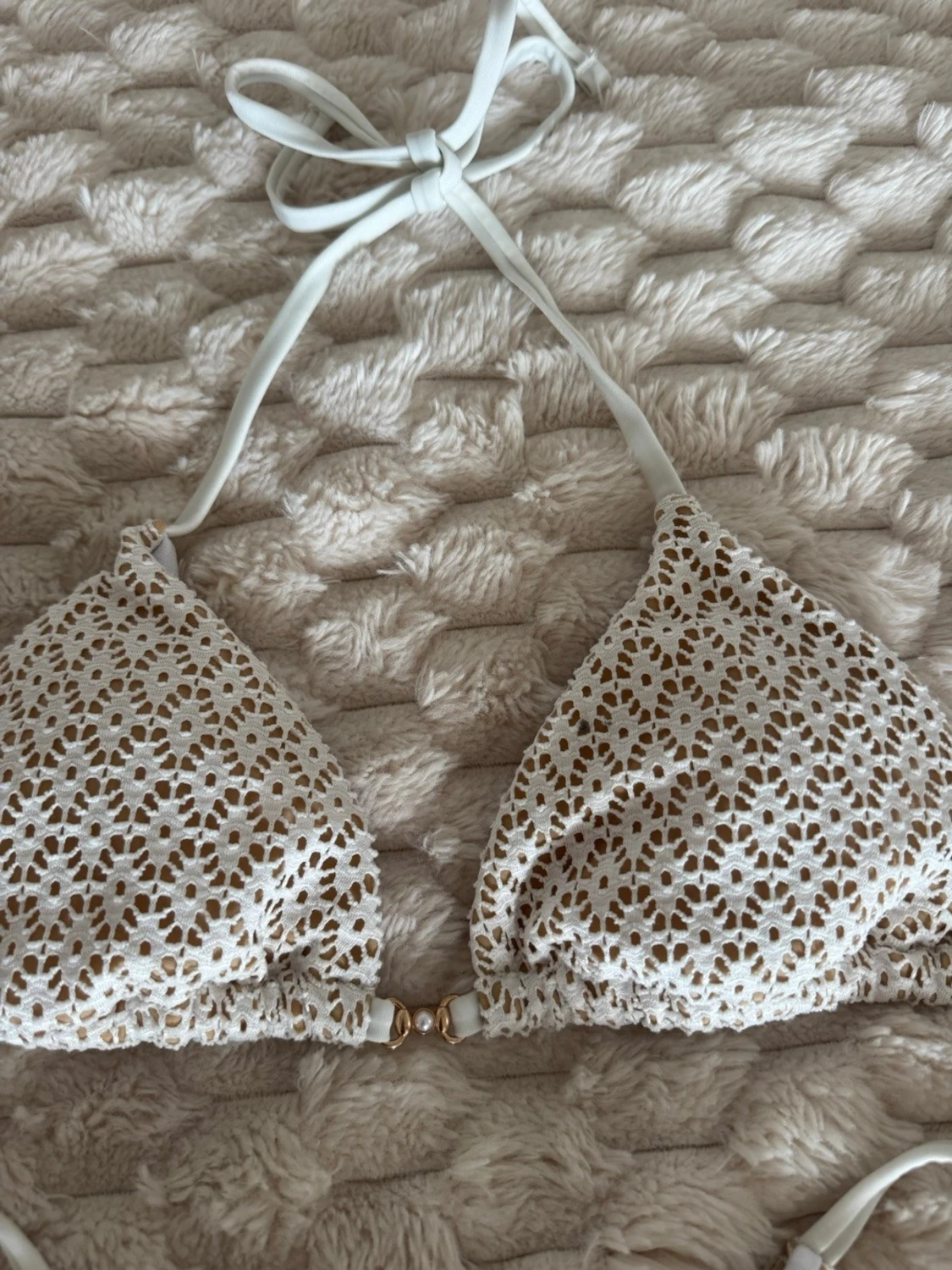 Vit och beige bikini med knyt - 2
