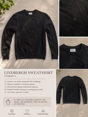 Svart sweatshirt från Lindbergh - Klassisk svart sweatshirt från Lindbergh med minimalistisk design och diskret broderad logotyp på bröstet. Tröjan har rund halsringning, långa ärmar och är tillverkad i mjukt material för extra komfort. Perfekt för en clean och enkel stil.