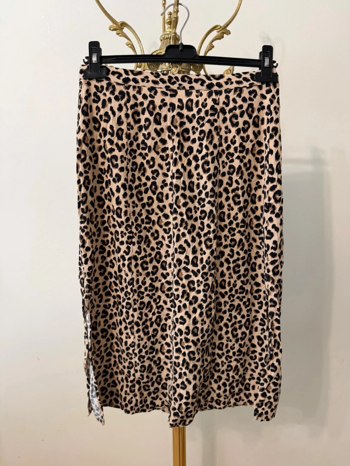Leopardmönstrad långkjol med slits - 3