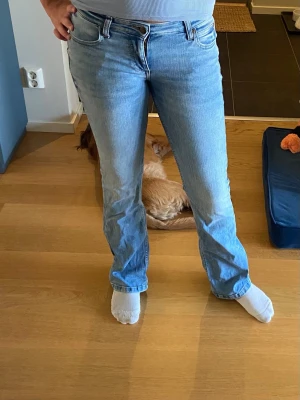 Ljusblå bootcut jeans från Lee modell Jessica - W 27, L 33. Nypris 1100kr. Säljer ett par ljusblå bootcut jeans från Lee med klassisk femficksdesign och normal midja. Jeansen har en snygg tvätt och Lee-logga på bakfickan. Perfekta för dig som gillar en avslappnad men trendig look.