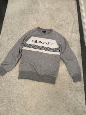 GANT Crewneck / Tröja – Grå med vit blockpanel (Stl S) - GANT Crewneck / Tröja – Grå med vit blockpanel (Stl S) 