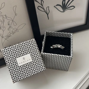 Silvrig ring med nitar från Edblad - En silver ring från Edblad med en rad med 5 nitar i storlek 16.00. Jag har använt ringen fåtal gånger men säljer den då jag inte använder den längre. Den säljs i butik för 349kr men jag säljer den för 200kr