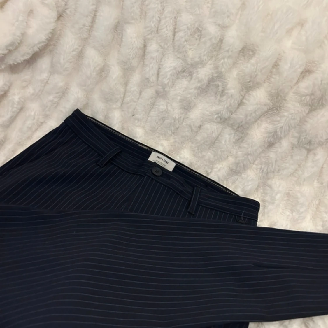 Mörkblå randiga kostymbyxor Only & Sons