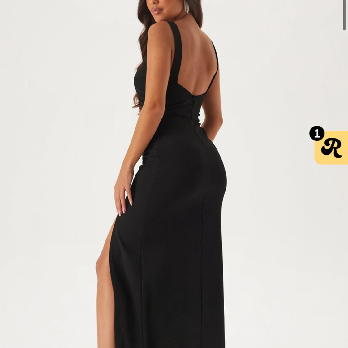 Svart långklänning med slits - 2