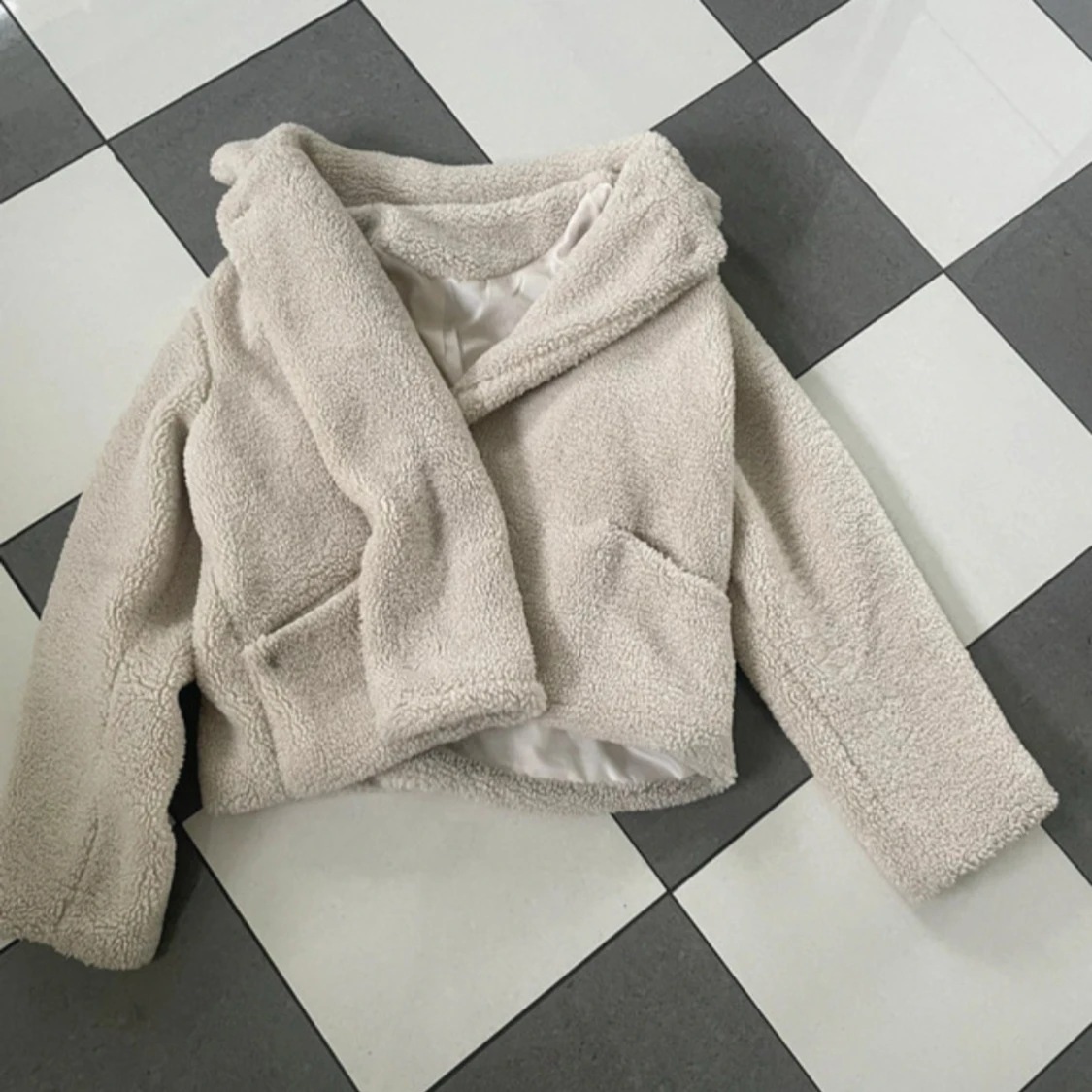 Beige teddyjacka  - 1