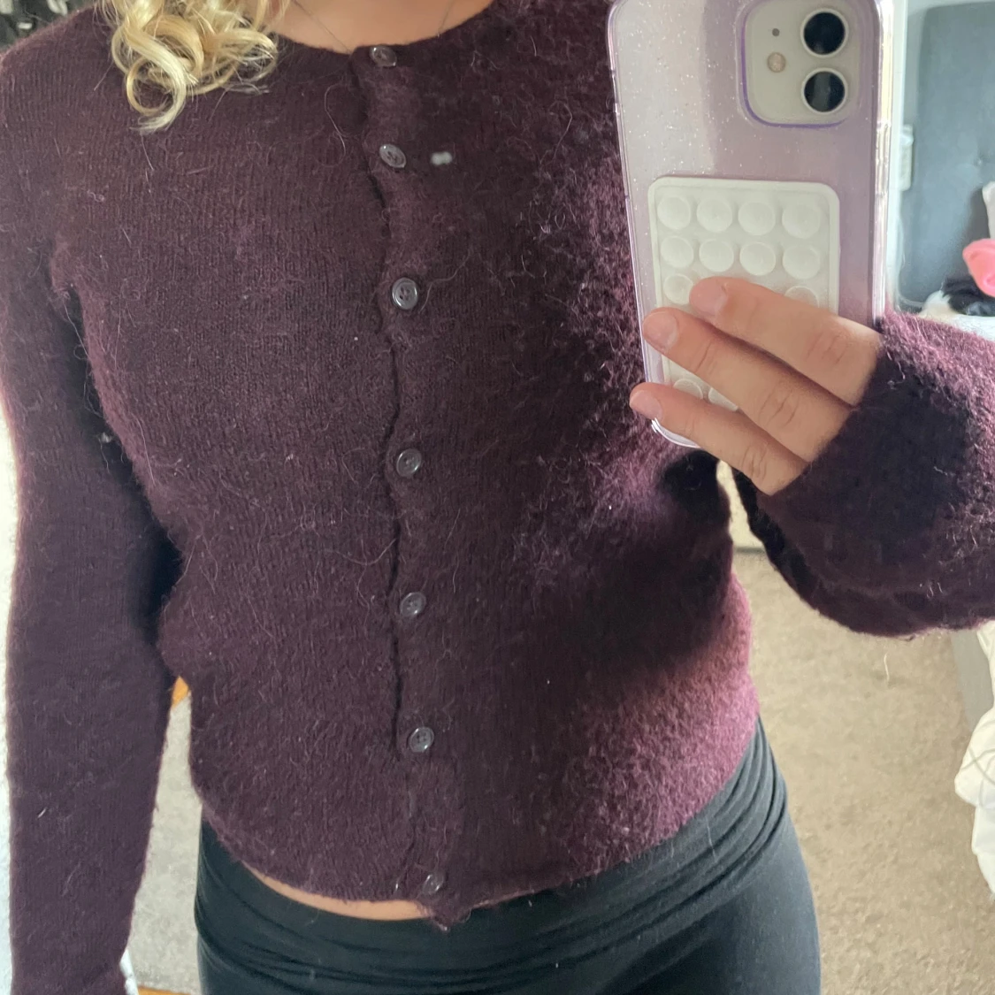 Vinröd kofta från Gina Tricot XS - 3