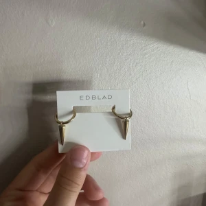 Guldiga örhängen från Edblad - Snygga guldiga örhängen från Edblad med coola konformade hängen. Runda hoops med en edgy vibe som verkligen sticker ut. Perfekta för dig som vill ha något trendigt och stilrent i smyckeslådan.