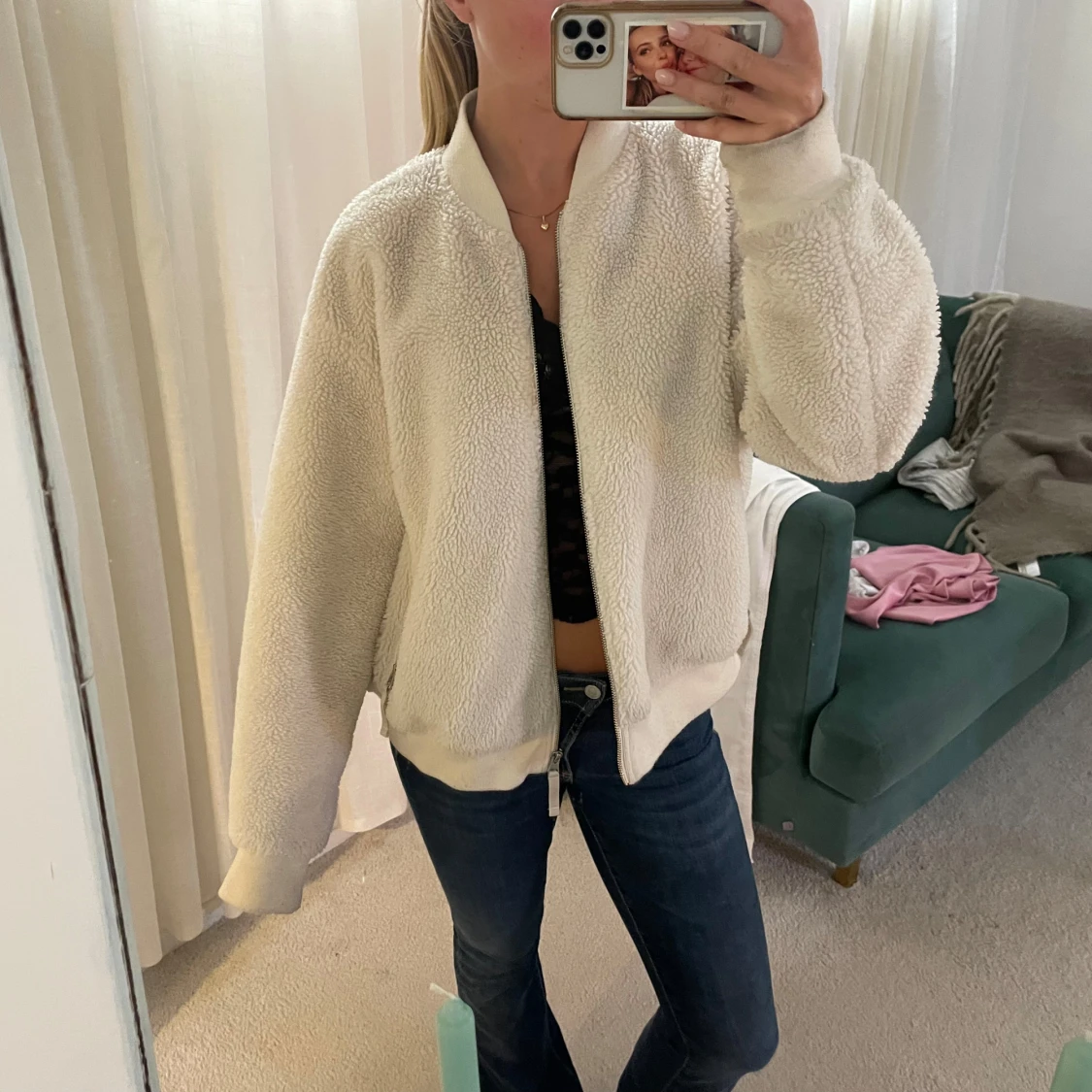 Vit teddyjacka