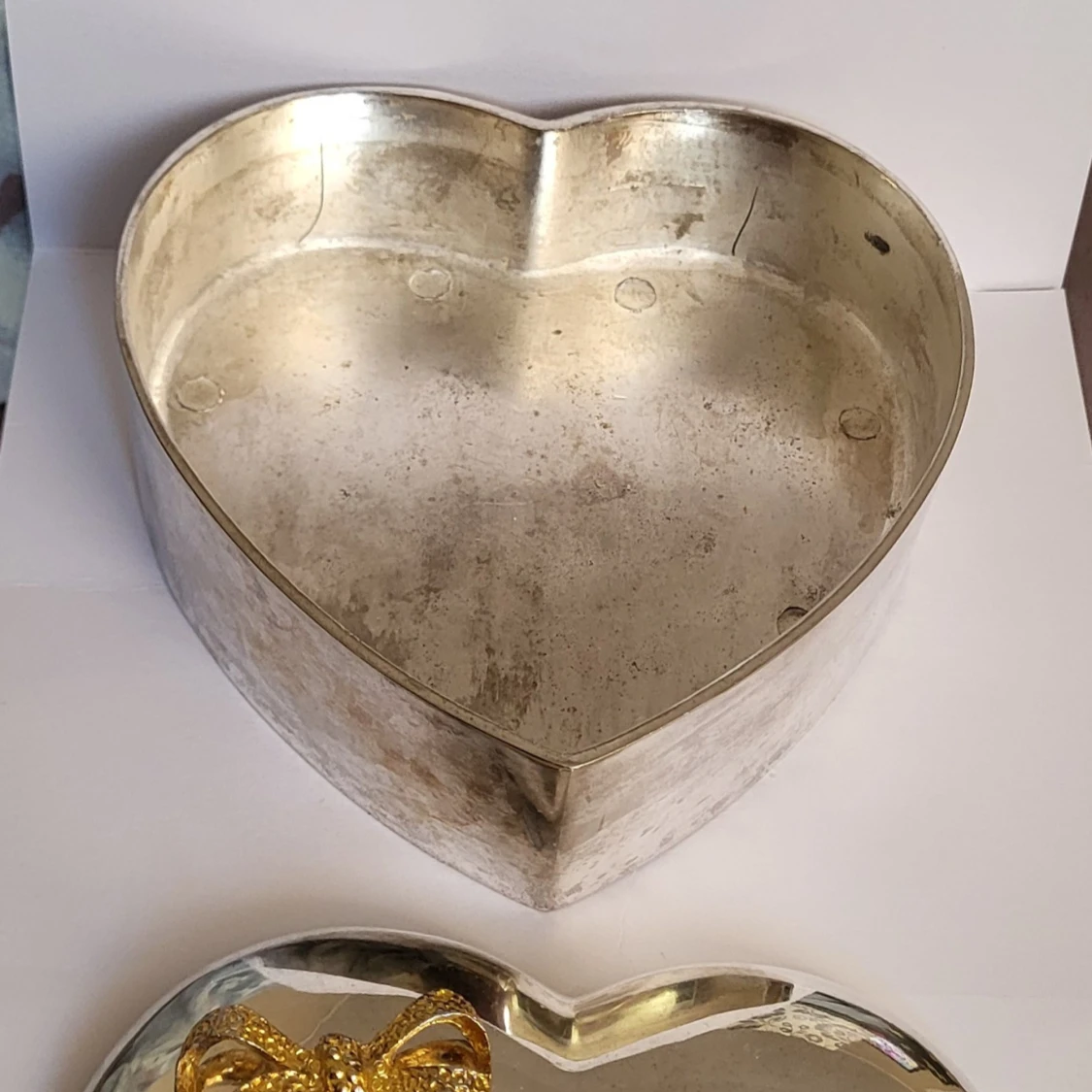 Vintage silver platted Heart jewellery box - 1
