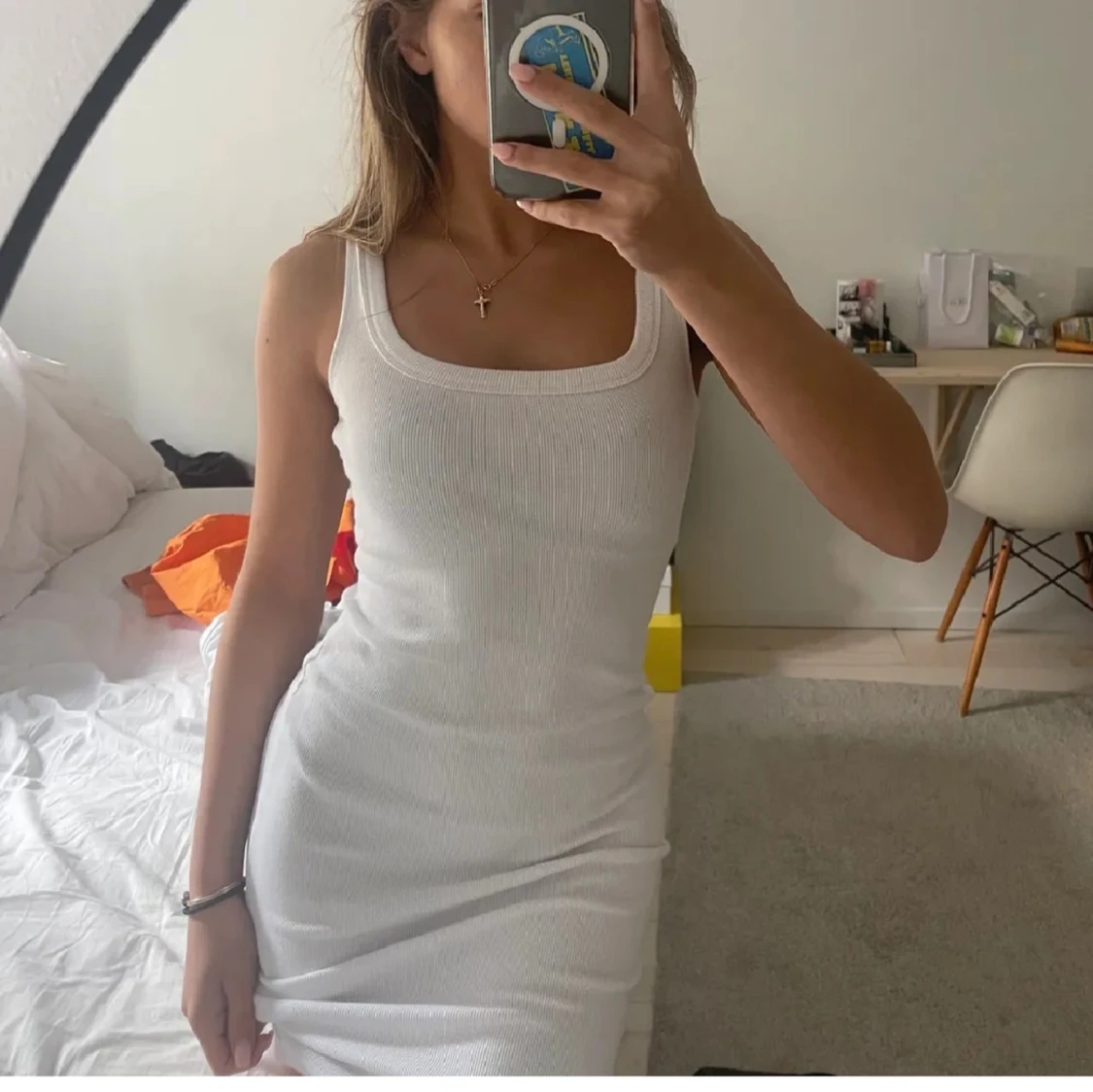 Vit ribbad klänning - 1