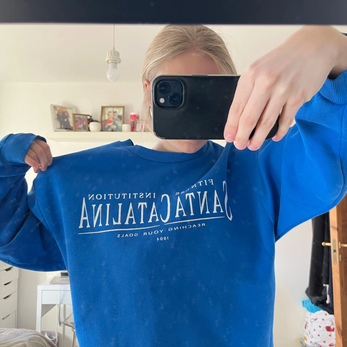 Blå sweatshirt med tryck - 1